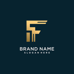 Golden letter logo for company or person with initial F, creative, editable, Premium Vector part 1