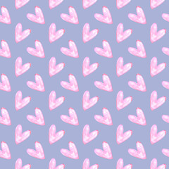 Seamless pattern with watercolor hearts. Romantic love hand drawn backgrounds texture. For greeting cards, wrapping paper, wedding, birthday, fabric, textile, Valentines Day, mothers Day, easter