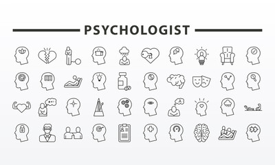bundle of fourty psychological set icons and lettering