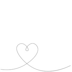 Heart line drawing background, vector illustration