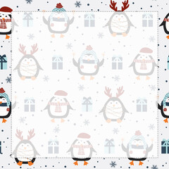 Printable notepad or sticky note for digital papers, journal and printable planners - Happy Penguin Note Collection