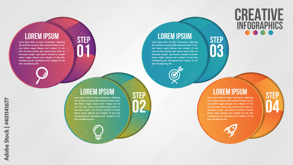 Poster infographic modern timeline design vector template for business with 4 steps or options illustrate a