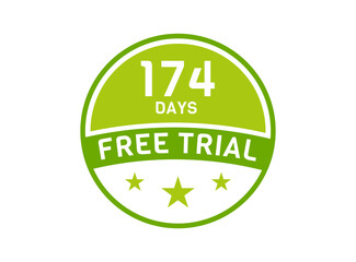 174 days free trial. 174 day Free trial badges