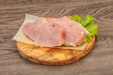 Raw pork steak for cooking