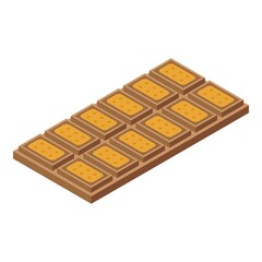 Chocolate bar icon. Isometric of chocolate bar vector icon for web design isolated on white background