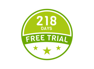 218 days free trial. 218 day Free trial badges