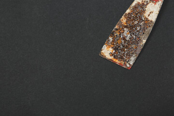 Rusty spatula repair tool, paint instruments.