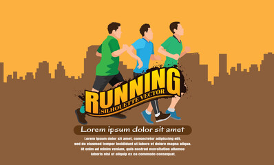 Running silhouettes. Vector illustration, Trail Running, Marathon runner.	
