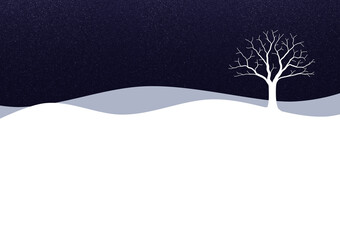 一本の木がある雪景色のイラスト 3