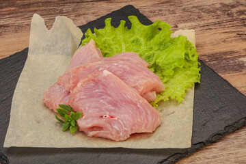 Raw turkey breast steak for cooking