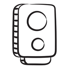 
Electronic sound speaker icon in doodle editable design
