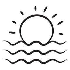
A beautiful sunset scene in linear doodle icon

