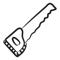
A tooth edge tool for cutting and shaping woods, saw icon in doodle design  

