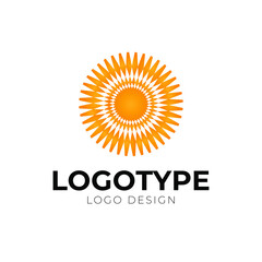 Floral sun logo design vector template