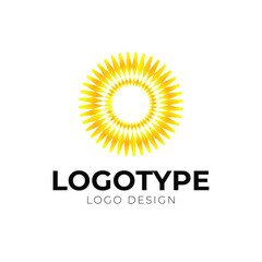 Floral sun logo design vector template