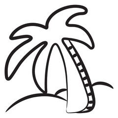 
Palm tree on a land depicting island in doodle icon
