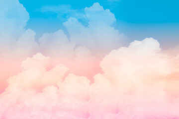 Obraz na płótnie Canvas Sky pastel color sun and cloud. blue orange pink gradient abstract smooth peaceful morning summer background.