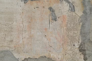 Abwaschbare Fototapete Alte schmutzige strukturierte Wand Abstrakte Zementsteinwand mit orange und grau bemaltem Felsen, leer und Platz für Text, keine Person