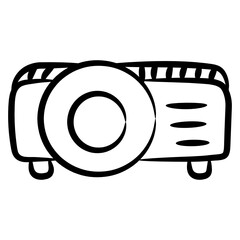 
Video beam media device icon in doodle design 
