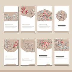 Set with different winter christmas templates with decoration. Cards for your festive design and advertisement