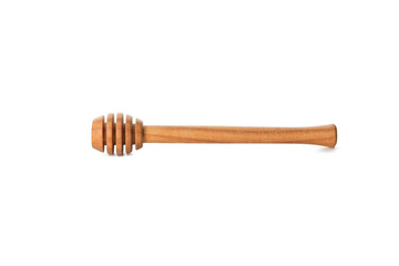Single wooden dipper isolated on white background