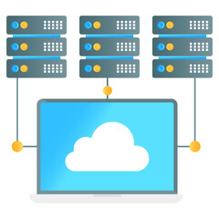 
Safety shield with server, server secure flat gradient concept icon

