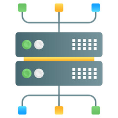 
Safety shield with server, server secure flat gradient concept icon
