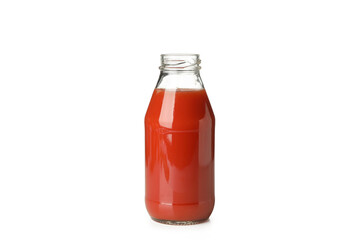 Bottle of tomato juice isolated on white background