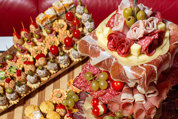 Appetizer dish meze served in a hotel room