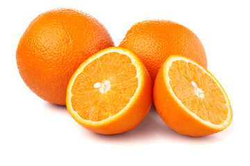 Fresh fruits: Oranges isolated on the white background, macro close up