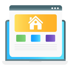 
Home on web page showing homepage in gradient vector
