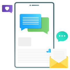 
Digital contracting texting app, gradient vector of social engagement 
