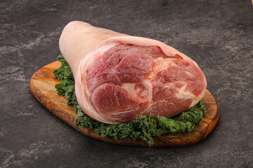 Raw pork knuckle for cooking