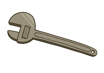 Illustration of monkey wrench. Vector illustration on white background.