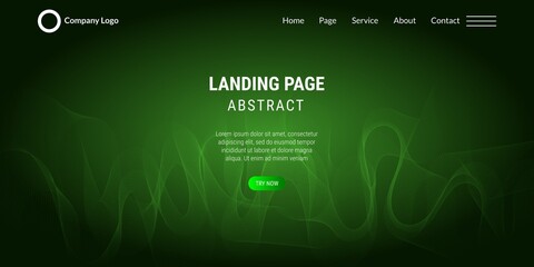 Vector abstract dynamic waves, curved lines in green gradient colors. Modern web template or landing page