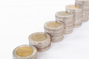 Future plan saving money for 2021 year concept. stack coin on white background.