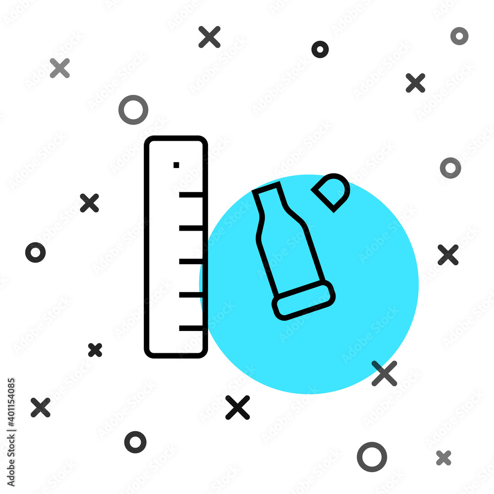 Poster black line bullet casing as a piece of evidence placed with forensic ruler for documentation icon is