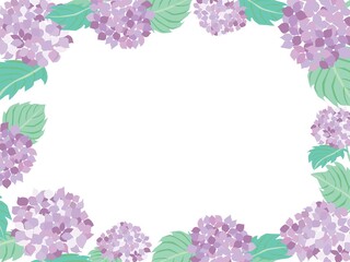 6月の紫の紫陽花のフレームイラスト