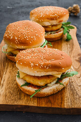Homemade burger with chicken cutlet
