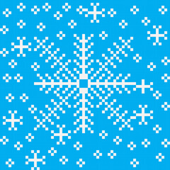 Snowflakes pixel art. Vector illustration. Merry Christmas.
