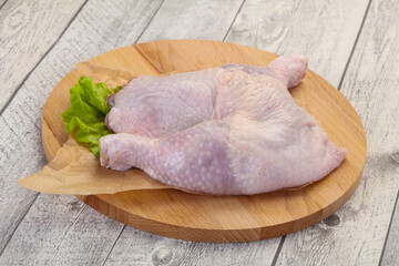 Raw chicken leg