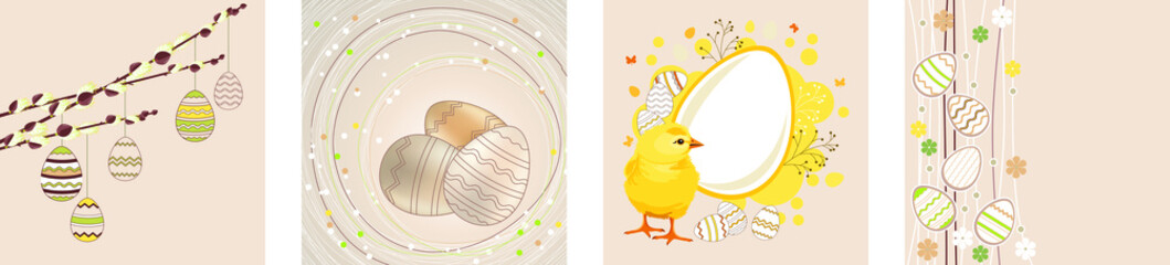 Set with different Easter templates. Festive symbols of spring holiday.