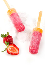 Fruit ice and strawberry and orange slice 