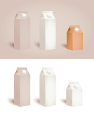 isolated paper bags with lid for milk drink juice