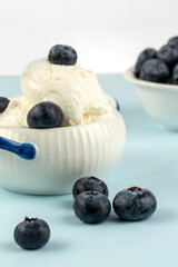 Ice-cream and blueberry in studio
