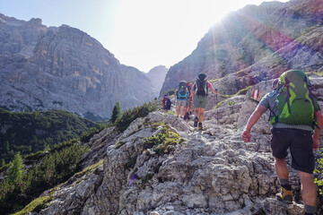 Hiking toursits in the mountain