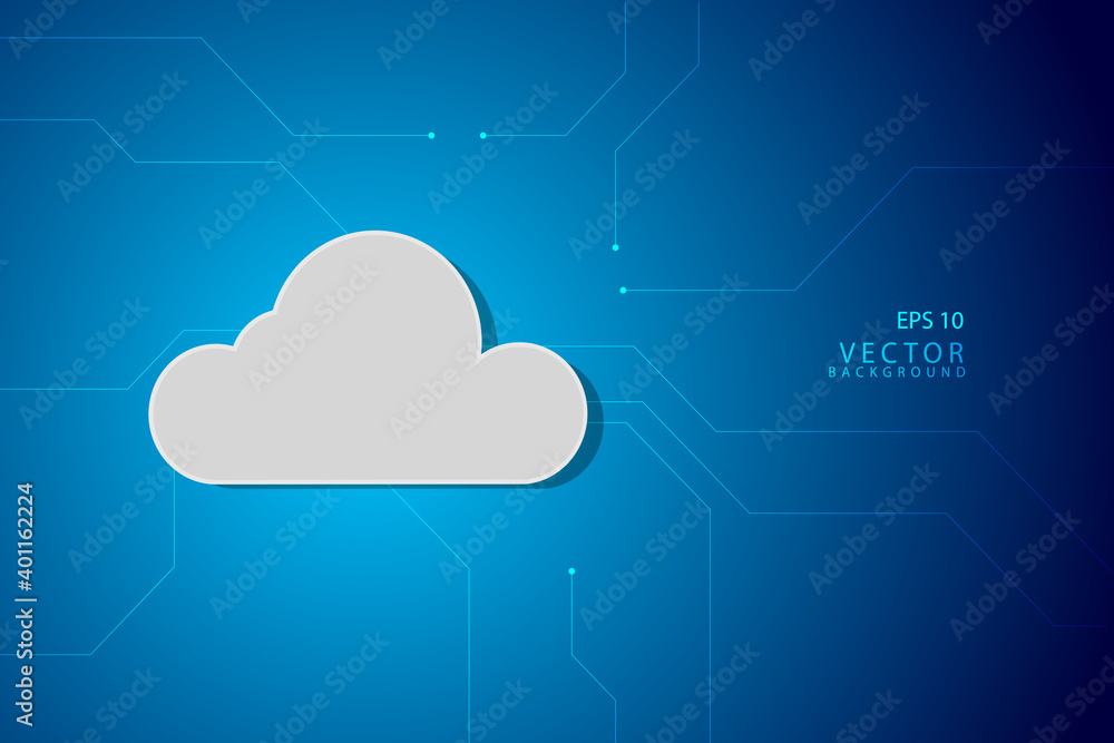 Poster cloud technology background. cyber security concept. cloud technology on digital circuit board vecto