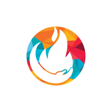 Fire care vector logo design concept. Hand and fire icon logo design.