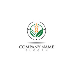 Farming green nature logo design template, Agriculture icon  vector