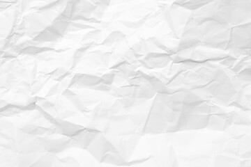 White crumpled paper texture background. Clean white paper. Top view.